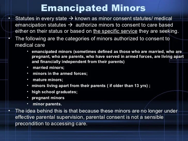 Emancipated minor in washington state