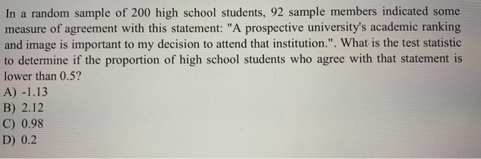 In a sample of 275 students 20 say