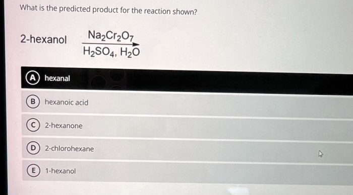 What is the predicted product of the reaction shown h2so4