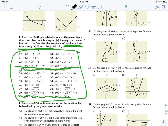 Unit 3 parent functions and transformations homework 1 answer key