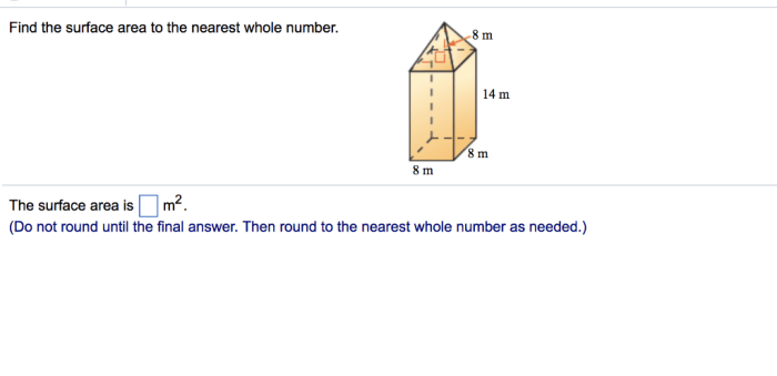 Find the surface area to the nearest whole number